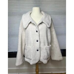 Shein Mod Fleece Button Up‎ Sherpa Jacket